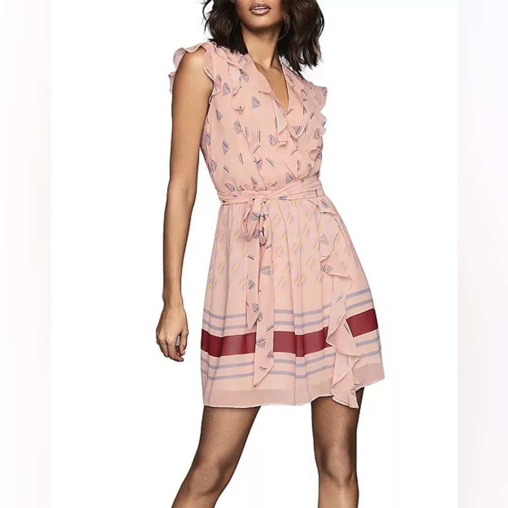 NWOT-Reiss Stephanie Printed Ruffled Dress